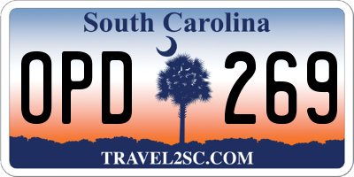 SC license plate OPD269