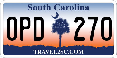 SC license plate OPD270
