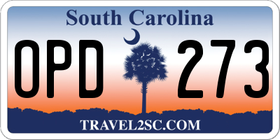 SC license plate OPD273