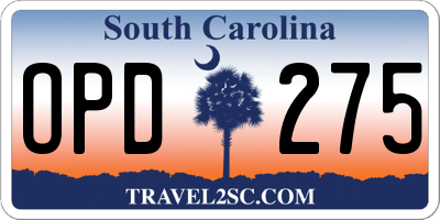 SC license plate OPD275