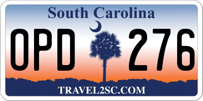 SC license plate OPD276