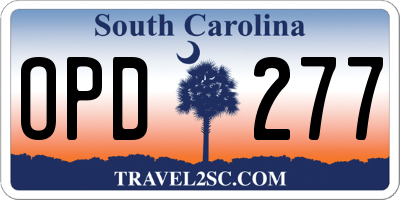 SC license plate OPD277