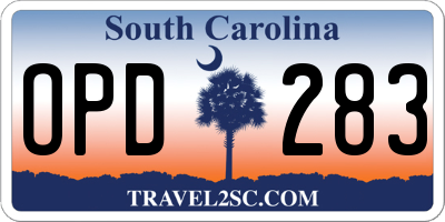 SC license plate OPD283
