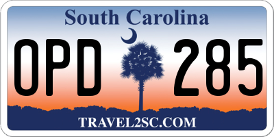 SC license plate OPD285