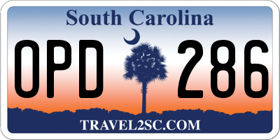 SC license plate OPD286