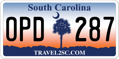 SC license plate OPD287