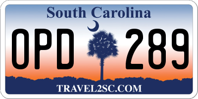 SC license plate OPD289