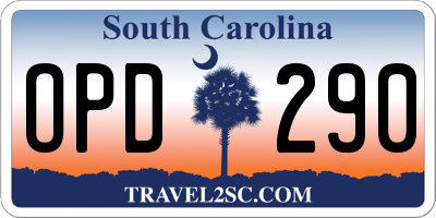 SC license plate OPD290