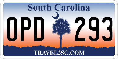 SC license plate OPD293