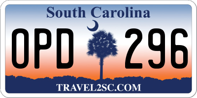 SC license plate OPD296