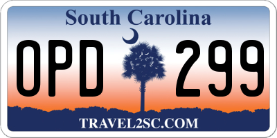 SC license plate OPD299