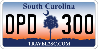SC license plate OPD300