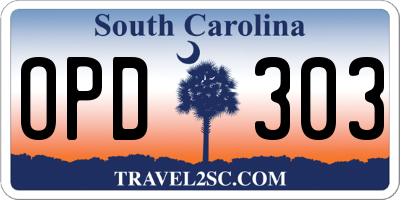 SC license plate OPD303