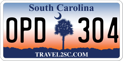 SC license plate OPD304