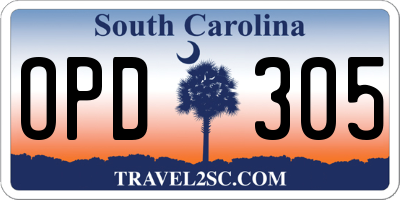 SC license plate OPD305