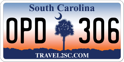 SC license plate OPD306