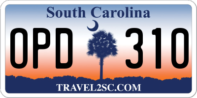SC license plate OPD310