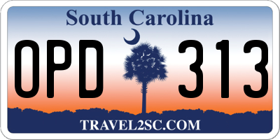 SC license plate OPD313