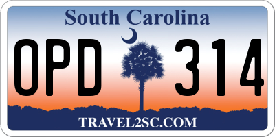 SC license plate OPD314