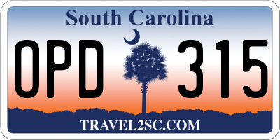 SC license plate OPD315