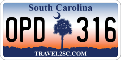 SC license plate OPD316