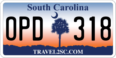 SC license plate OPD318