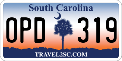 SC license plate OPD319