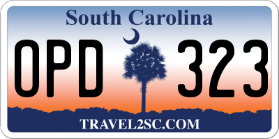 SC license plate OPD323
