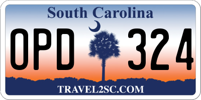 SC license plate OPD324