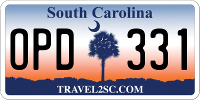 SC license plate OPD331