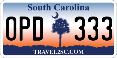 SC license plate OPD333