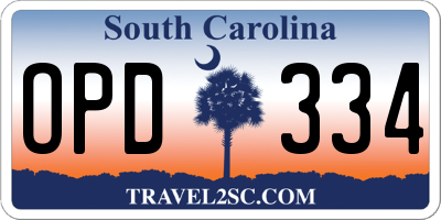 SC license plate OPD334
