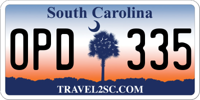 SC license plate OPD335