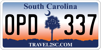 SC license plate OPD337