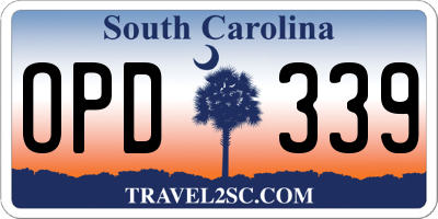 SC license plate OPD339