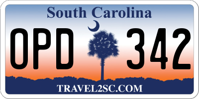 SC license plate OPD342