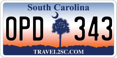 SC license plate OPD343