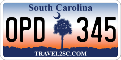 SC license plate OPD345