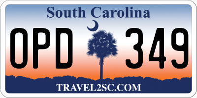 SC license plate OPD349