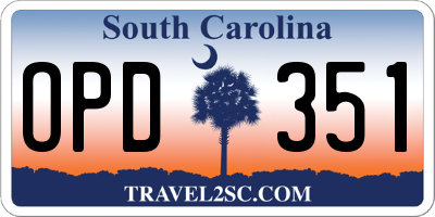 SC license plate OPD351