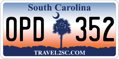 SC license plate OPD352