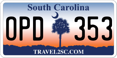 SC license plate OPD353