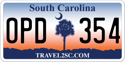 SC license plate OPD354