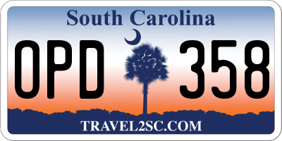 SC license plate OPD358