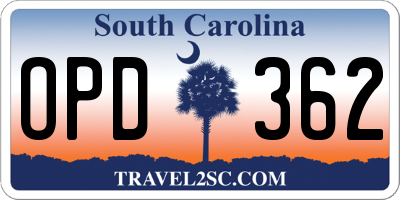 SC license plate OPD362
