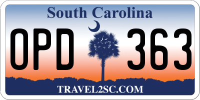 SC license plate OPD363
