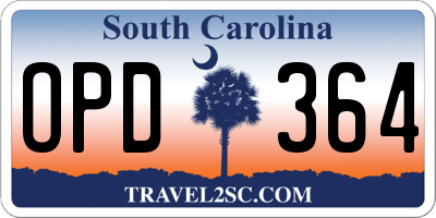 SC license plate OPD364