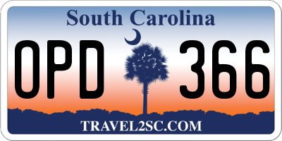SC license plate OPD366