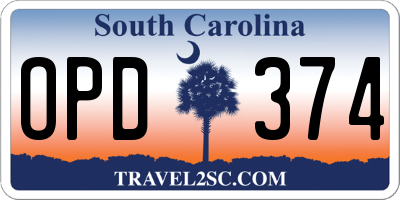 SC license plate OPD374