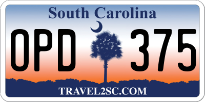 SC license plate OPD375